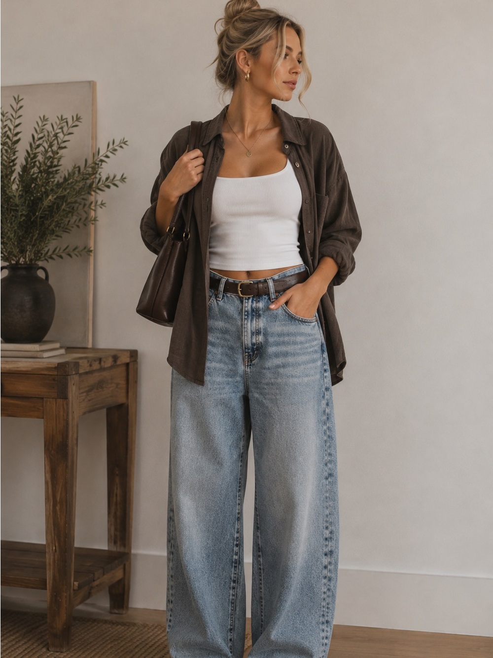 Zara Light Blue Relaxed Wide-Leg Jeans